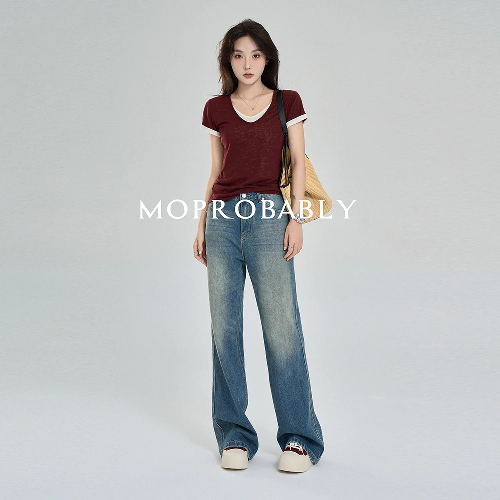 Moprobably李予诺「安可T」极简风撞色拼接短袖T恤L4247127