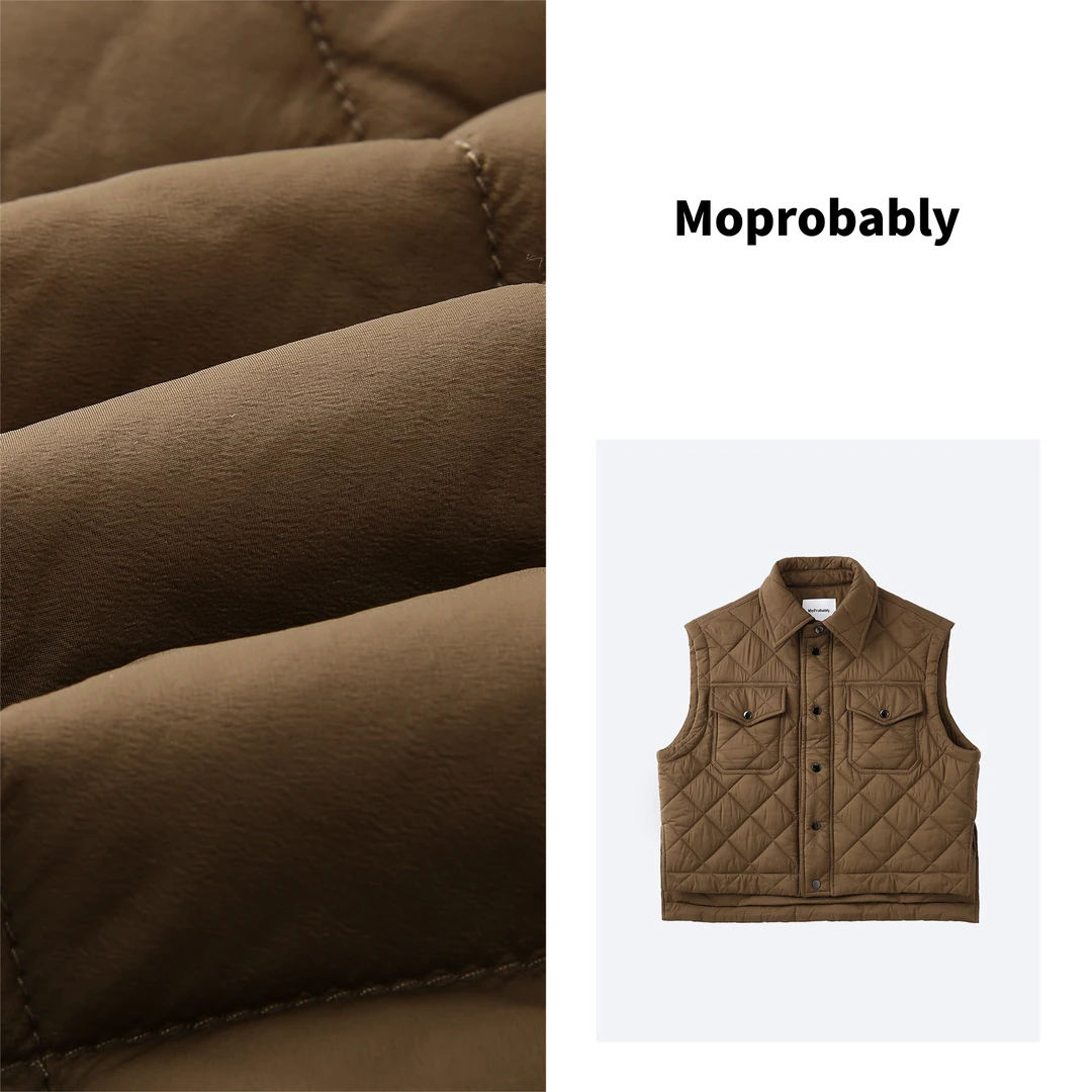 Moprobably予诺2023秋冬复古老钱风菱格纹保暖棉服马夹L3417009