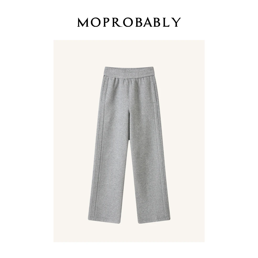 Moprobably李予诺「暴龙卫裤」时尚百搭灰色直筒休闲卫裤L4451312