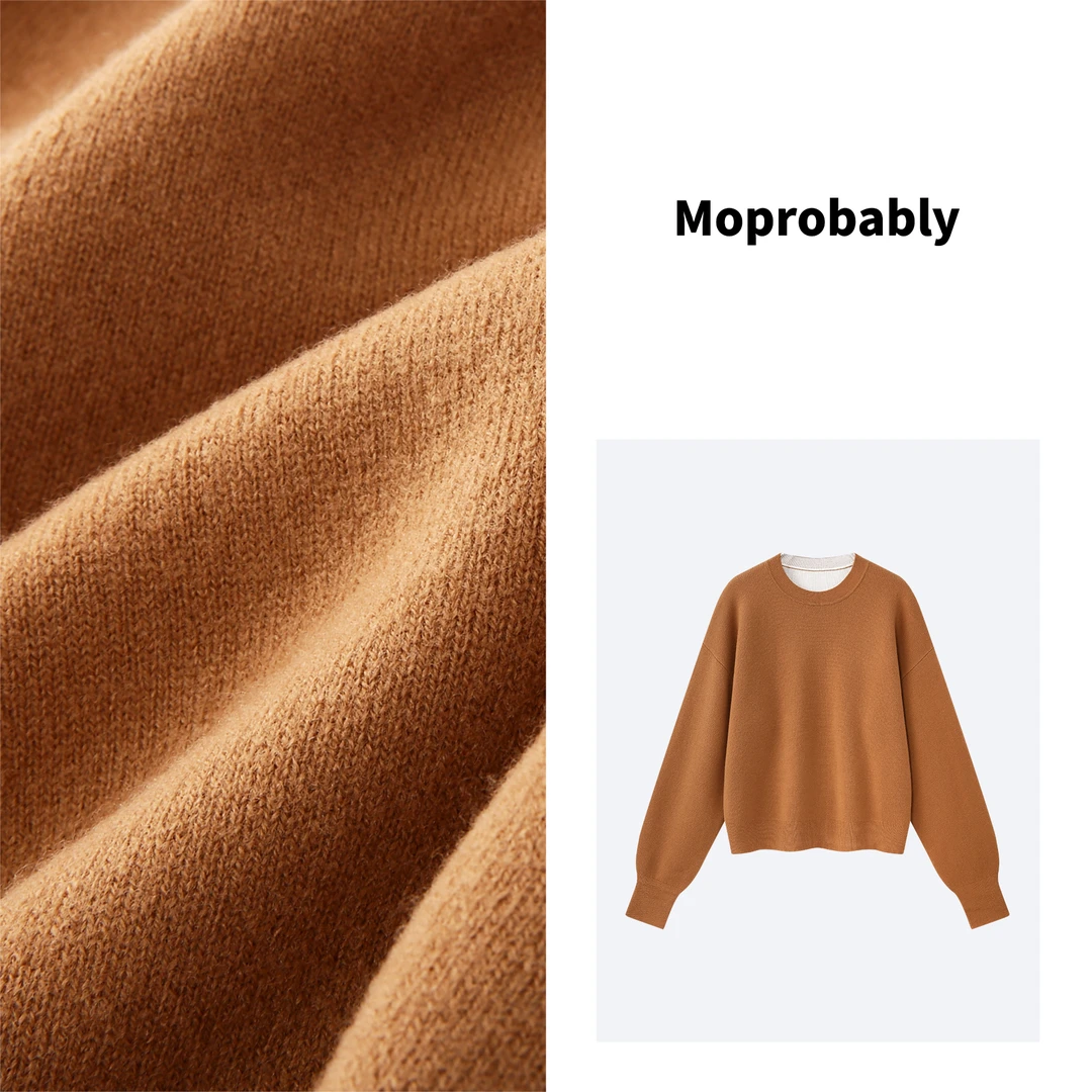 Moprobably予诺2023韩版圆领马特拉羊毛卫衣百搭休闲 L3314098