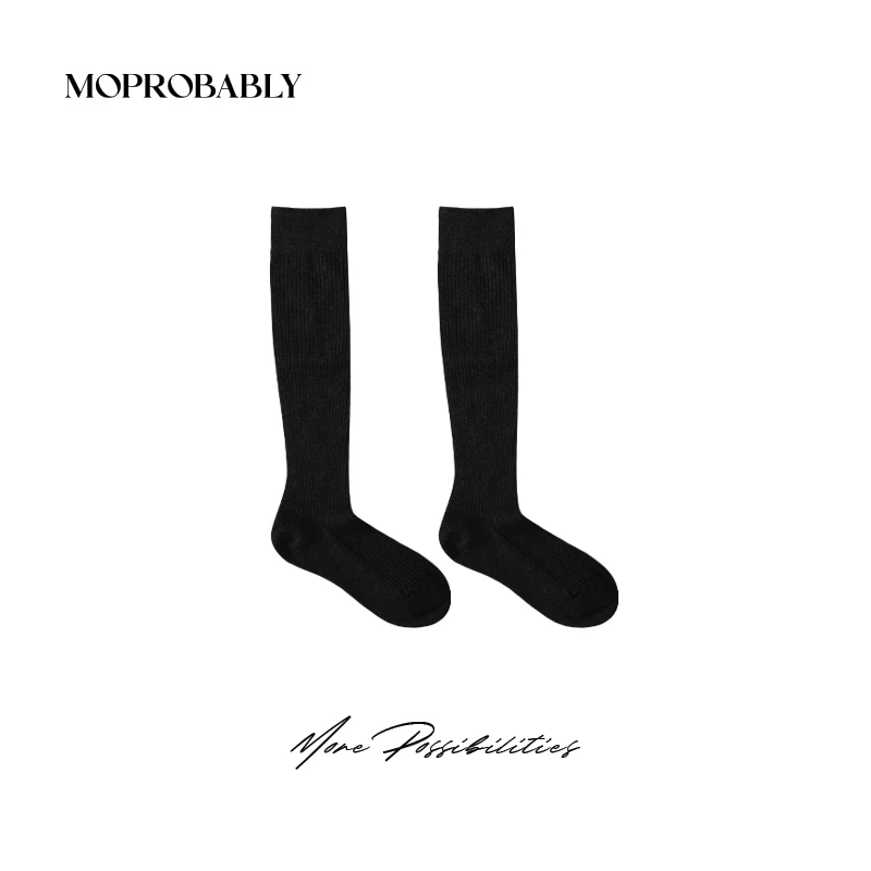 Moprobably李予诺 基础百搭纯色中筒小腿过膝袜子L4444303