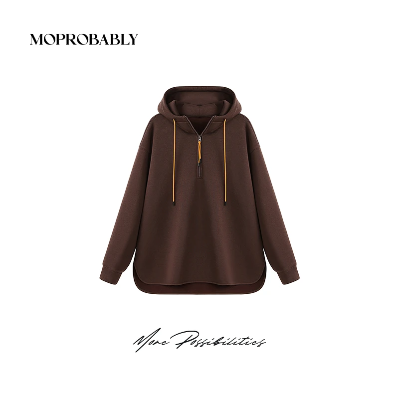Moprobably李予诺「彩绒卫衣」红人上新休闲撞色连帽卫衣L4448333