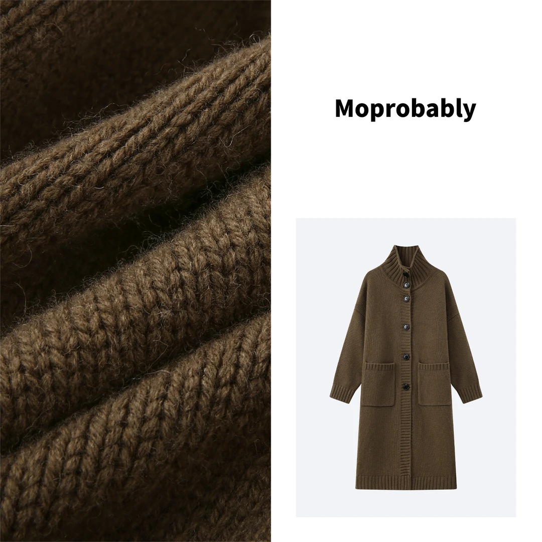 Moprobably予诺2023秋冬新款小众老钱风高领100羊毛大衣L3414208