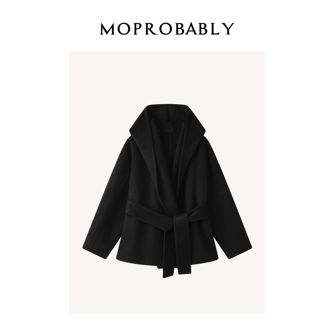 Moprobably李予诺「墨丽丝」气质高级百搭大翻领毛呢外套L4460325