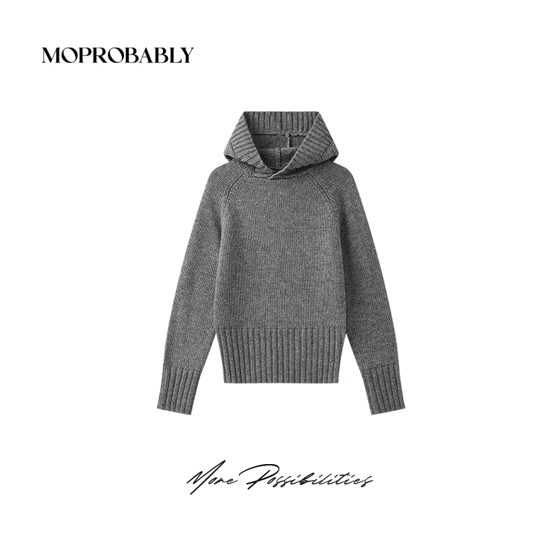 Moprobably李予诺「希雅毛衣」红人上新极简风连帽针织衫L4476433