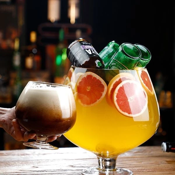 网红特大号酒杯大容量啤酒杯鱼缸超大巨型红酒杯高脚杯玻璃英雄杯