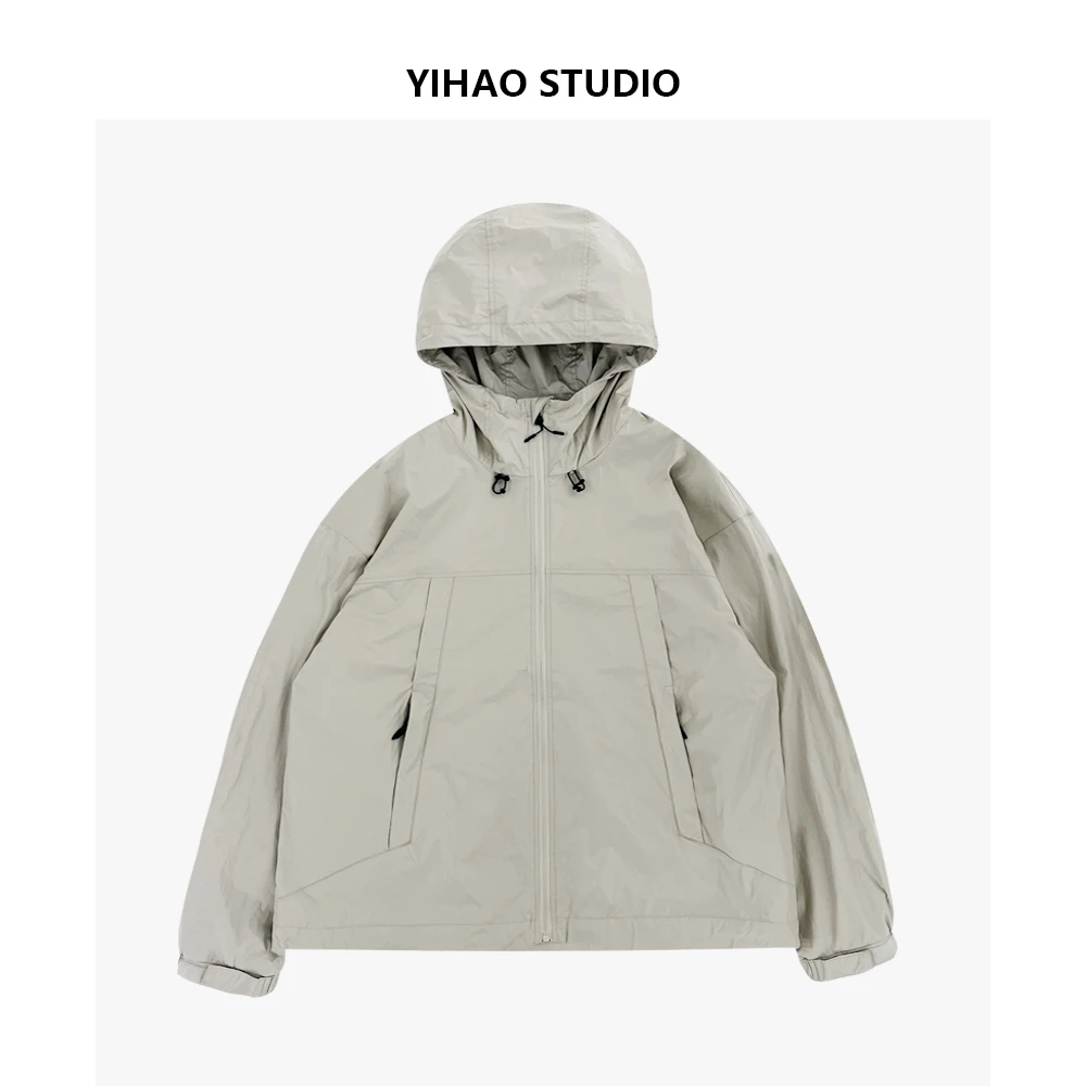 YIHAO STUDIO秋男士夹克外套连帽防水防风冲锋衣休闲保暖软壳衣
