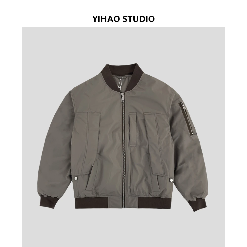 YIHAO STUDIO男士羽绒服时尚休闲宽松立领夹克外套百搭棒球服
