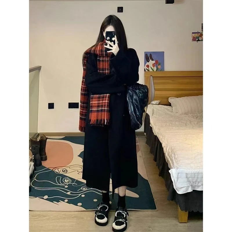 毛呢大衣女中长款秋冬新款赫本风气质小个子宽松韩系呢子外套