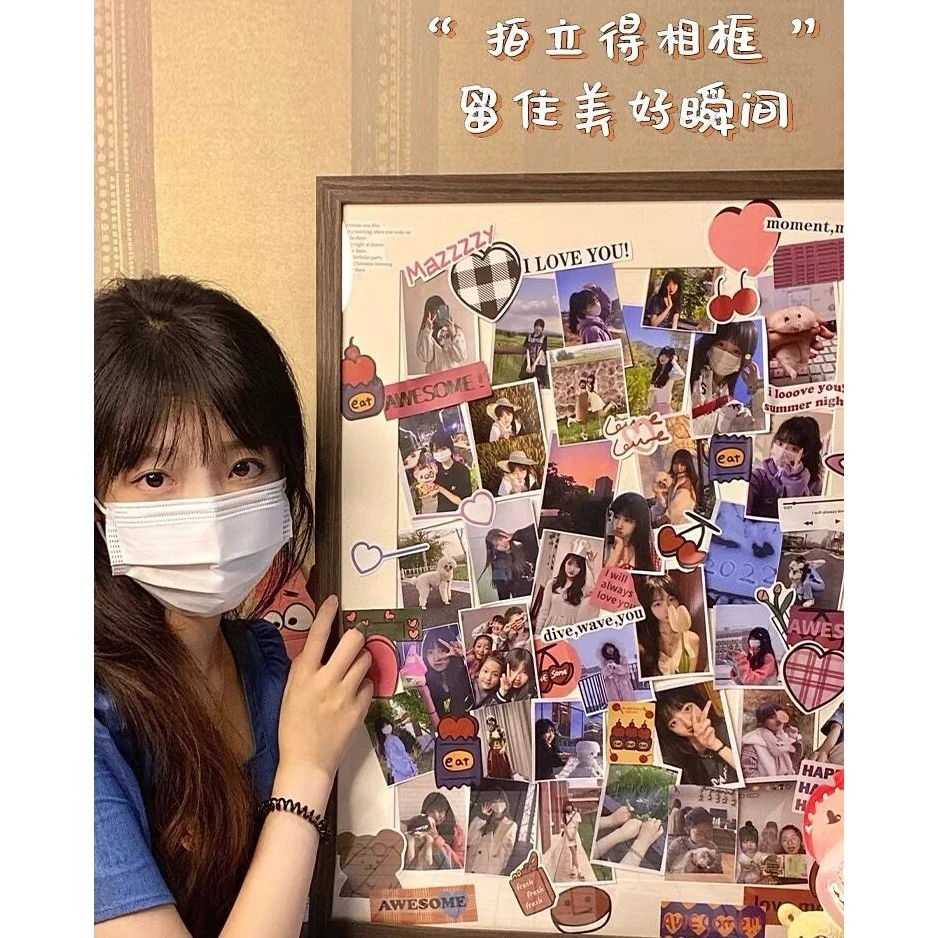 情侣diy相框定制洗照片闺蜜生日纪念礼物大尺寸挂墙画框实木相框