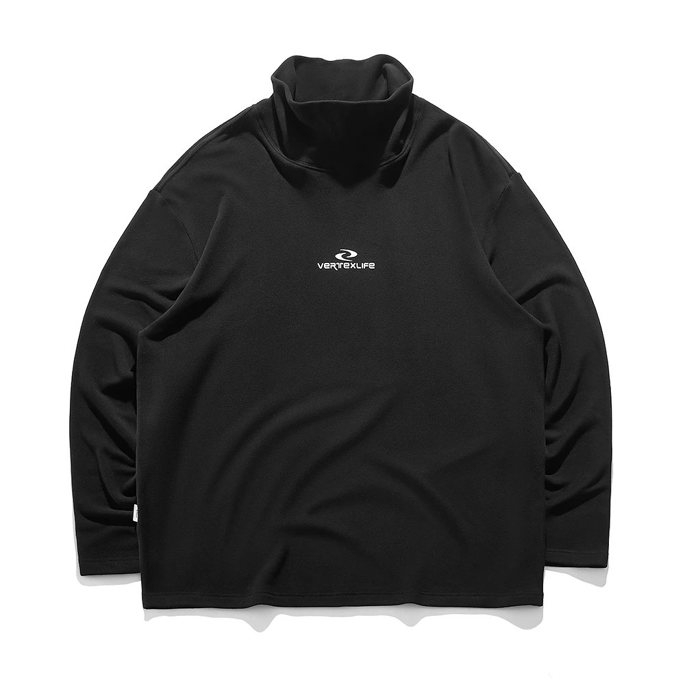 23AW秋冬新款重磅双面德绒高领厚板立体印花打底长袖T恤男女同款