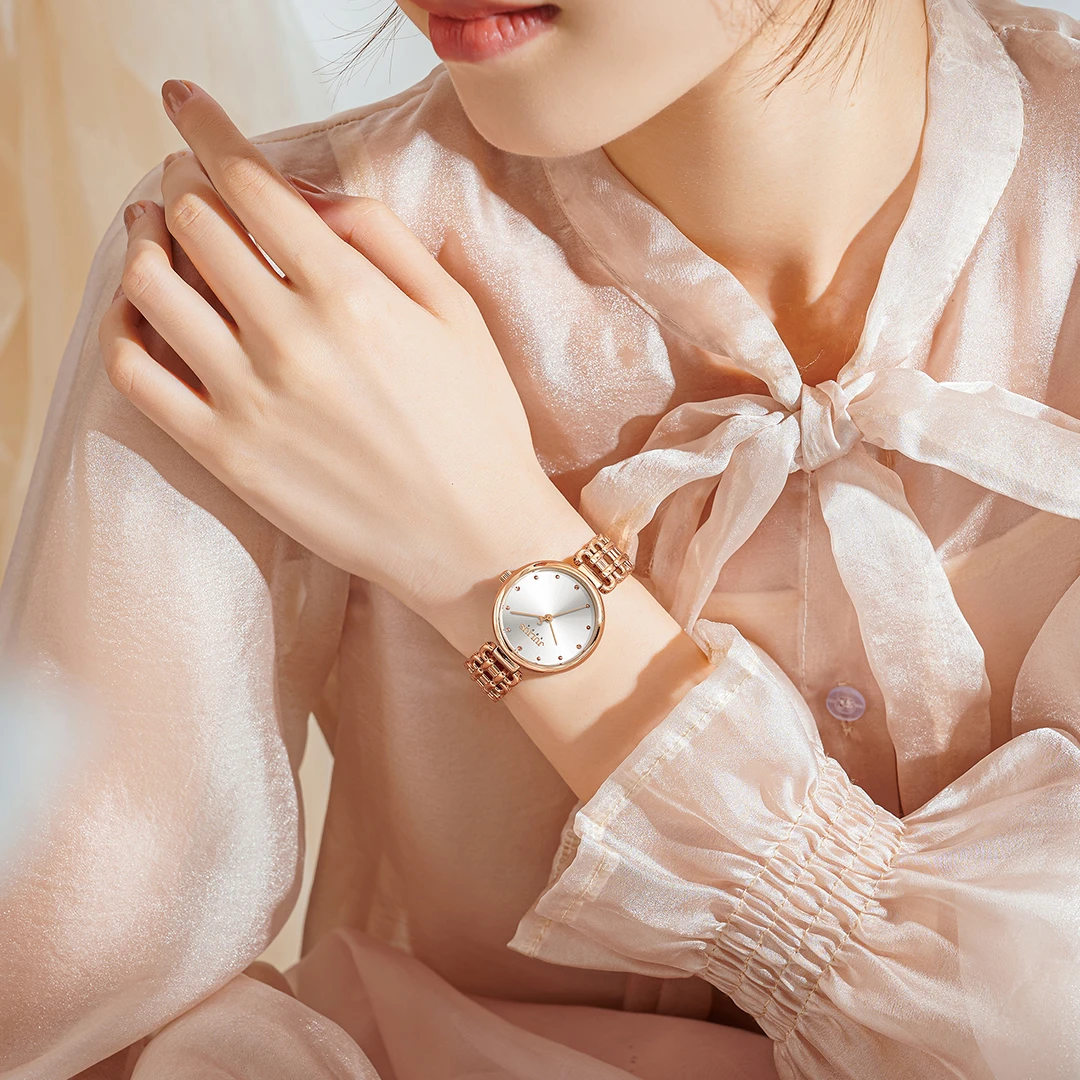 【专柜正品】时尚手女表轻奢大圆盘优雅时尚韩风链带防水石英表百搭