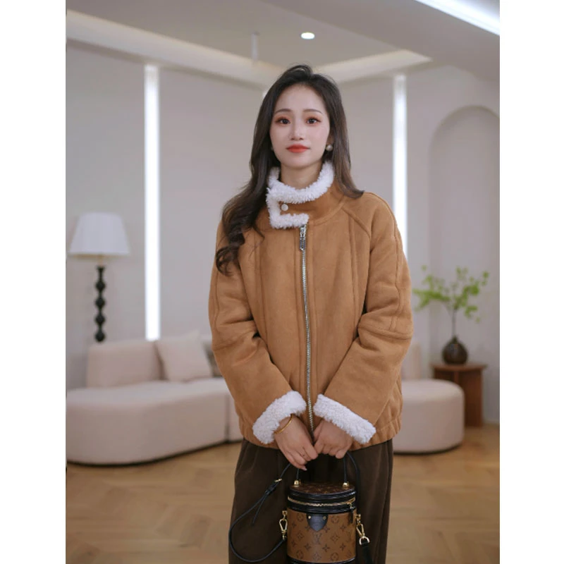 HANYU/韩禹TF118新款100羊毛外套女宽松显瘦时尚美拉德洋气百搭