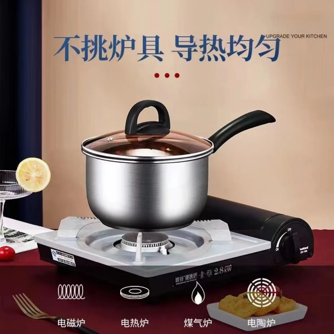 W（镜面工艺）金壕森-食品级不锈钢 胶木手柄小奶锅