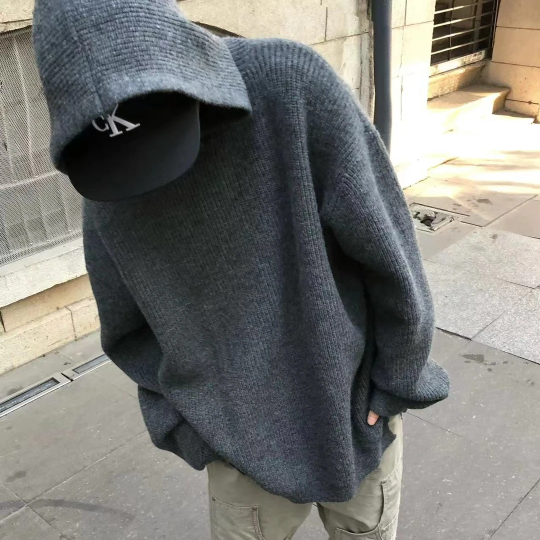 TZG头子哥 宽松慵懒休闲百搭上衣内搭连帽大毛衣小众设计男女款