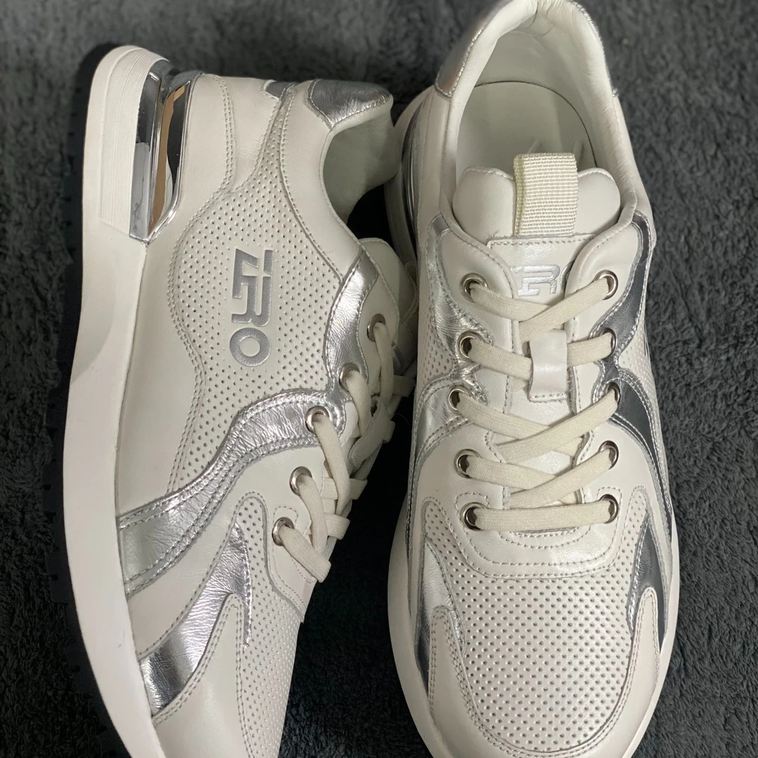 ZRO/零度时尚小白鞋银色休闲鞋厚底白色黑白纯白低帮男士