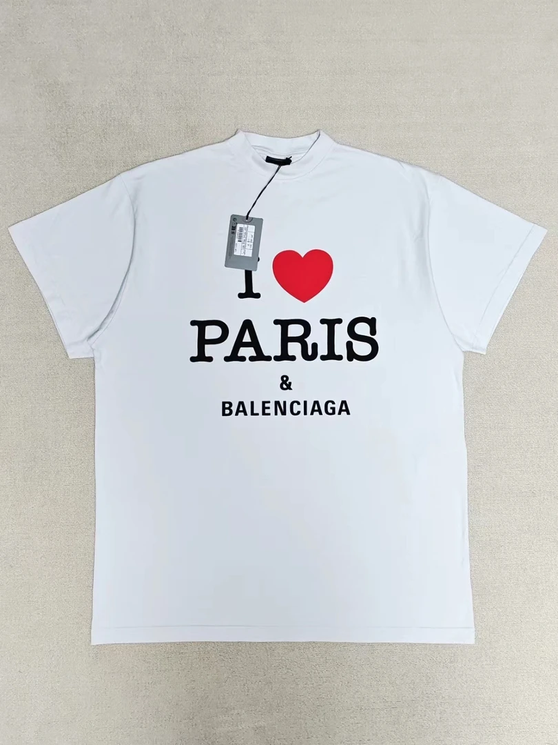 全新未使用 Balenciaga/巴黎世家 1码 24 i love pairs 字母短袖