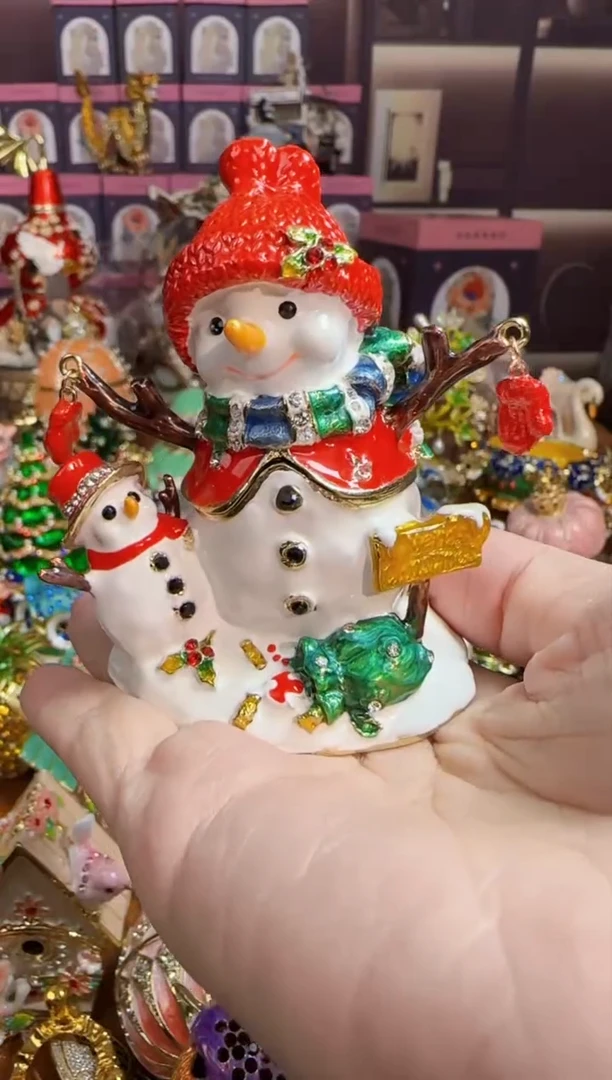 【闪购商品】七宝烧珐琅彩红帽子雪人（样板）