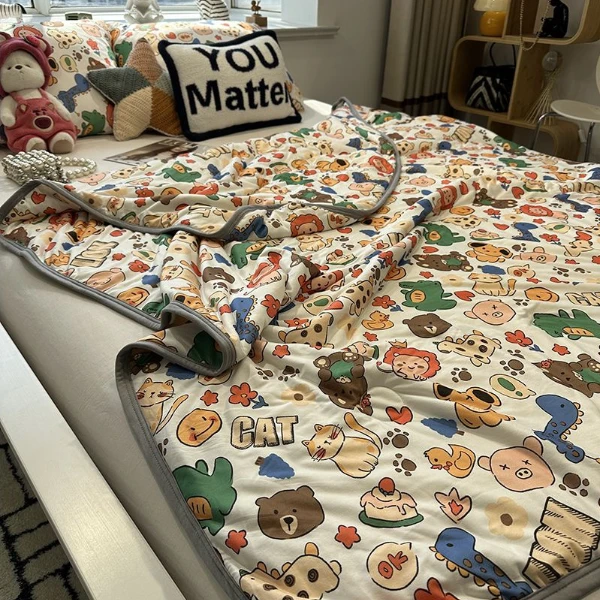 超柔软快乐动物园A类针织夏凉被裸睡薄被子云柔被空调被芯可机洗