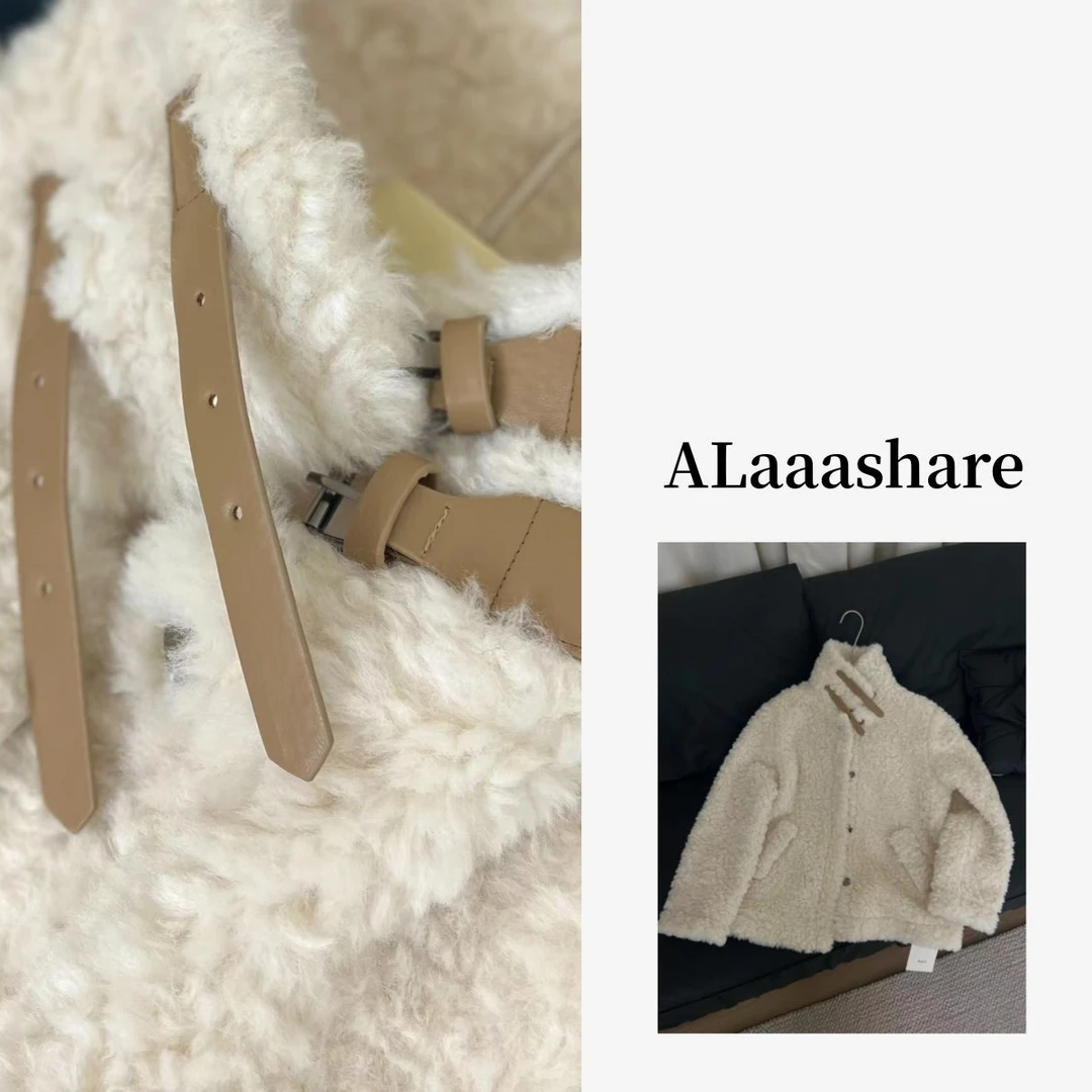 ALaaashare~ 羊羔毛外套女秋冬慵懒风加厚立领中长款大衣