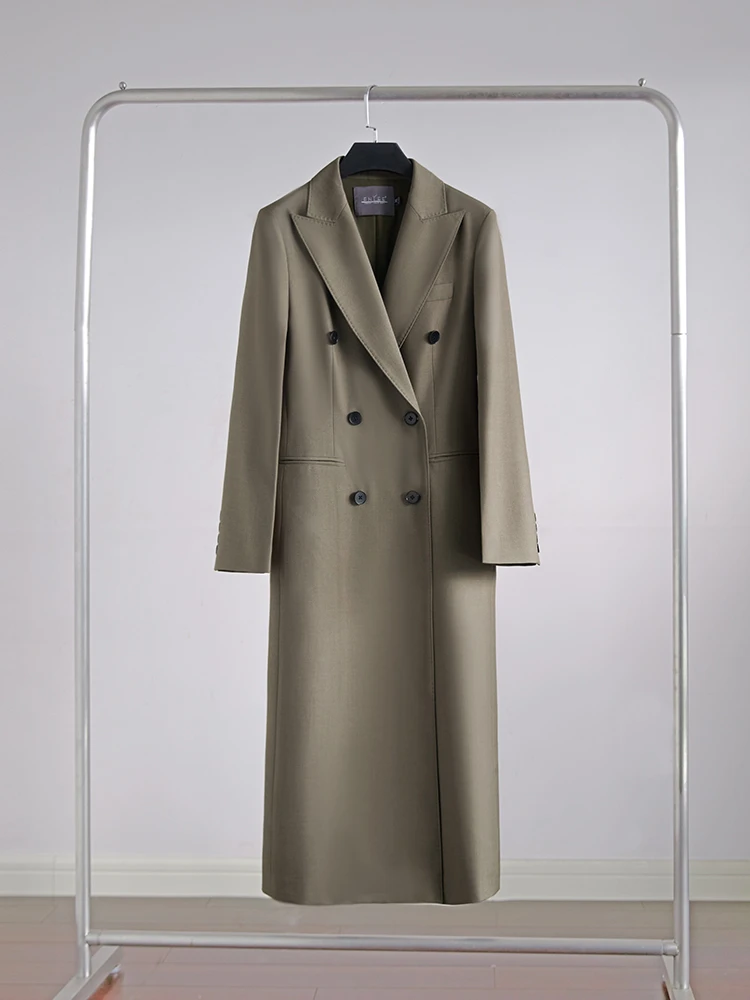 休闲西装女长款显瘦2024春秋季新款韩版OL时尚气质外套军绿色西服