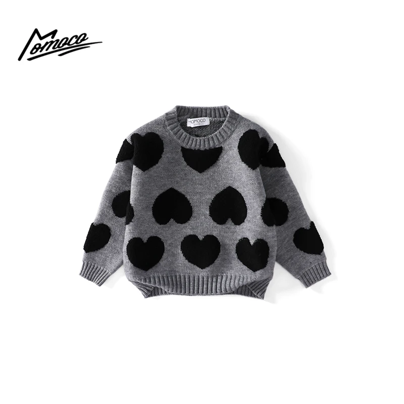 MOMOCO秋冬女童黑色爱心套头毛衣75830230016