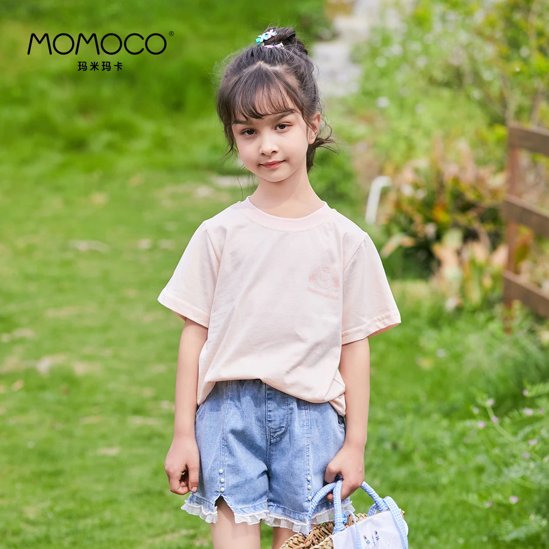 MOMOCO夏女中大童时尚小人头像T恤76630235036