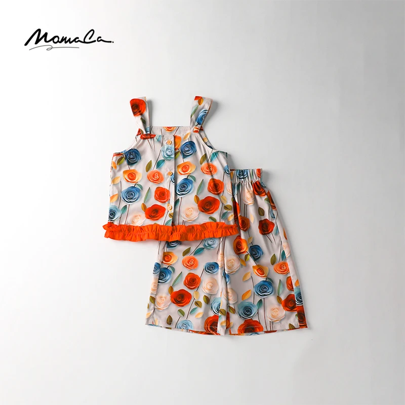 MOMOCO新款夏季女童洋气时尚秘密花园花边吊带套装75630578049