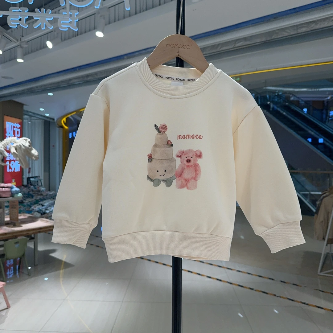 MOMOCO冬季新款女童时尚加绒甜美圆领卫衣75830232017