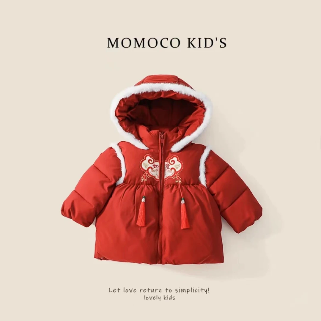 MOMOCO女童冬季加厚如意刺绣国风外套76830101252