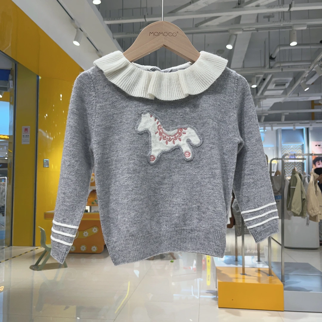 MOMOCO春季女童中大童娃娃领小马套头毛衣76730231200