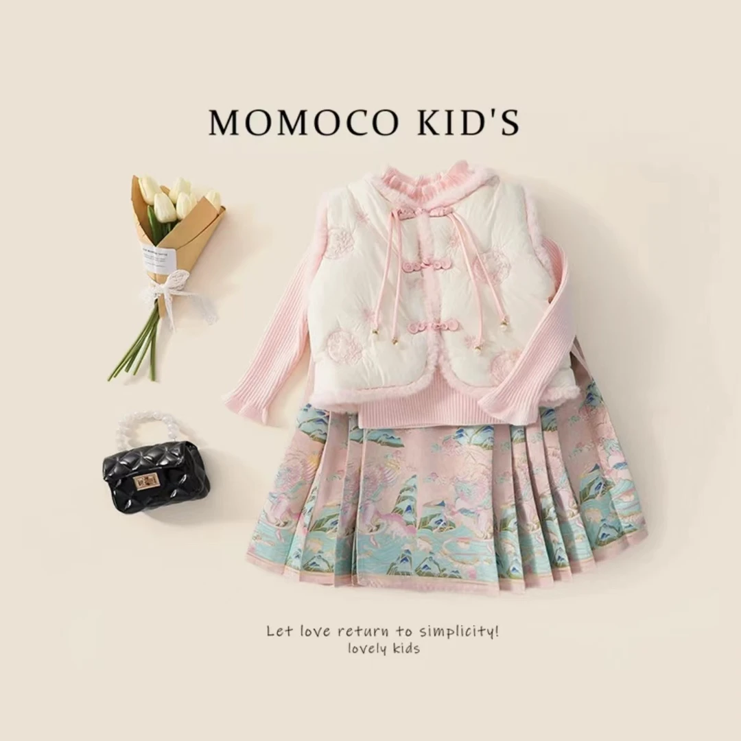 MOMOCO女童冬季年款飞马马面裙三件套演出服76830581202