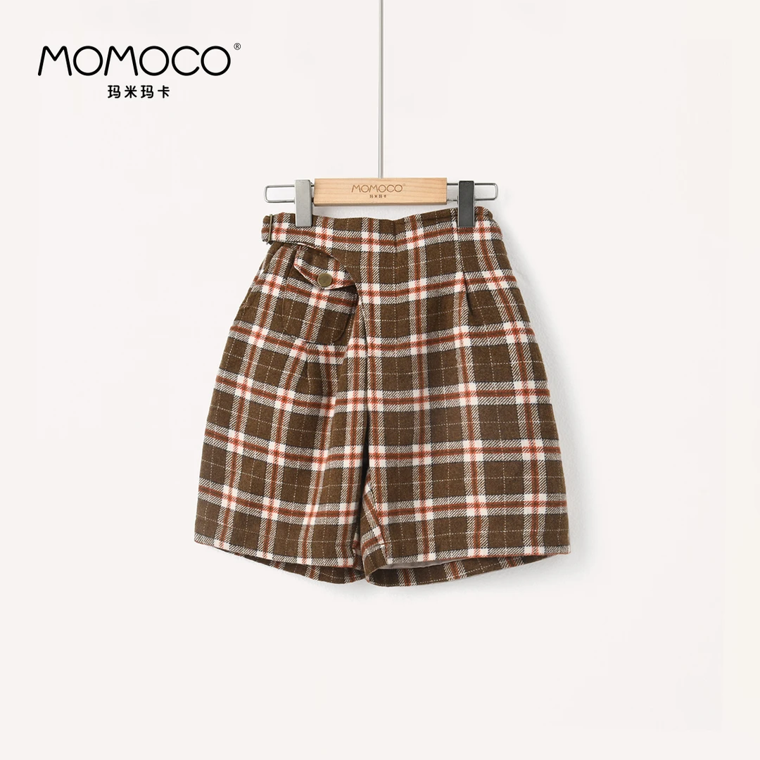 MOMOCO女童冬季复古小口袋布五分裤71830356001儿童休闲裤男童