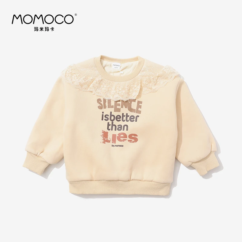 MOMOCO女童冬季蕾丝花边字母卫衣71830232013