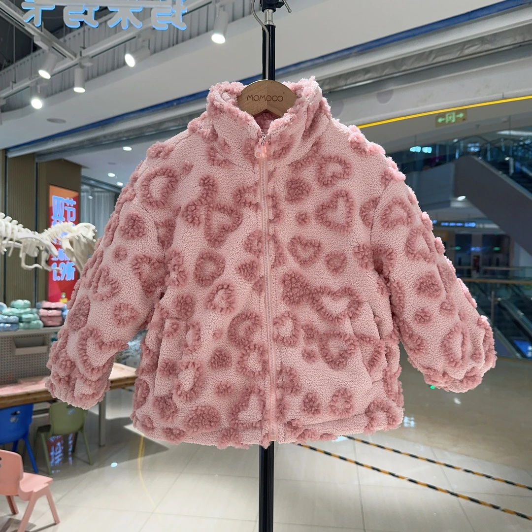 MOMOCO冬季新款女童甜美爱心毛毛外套75830123003
