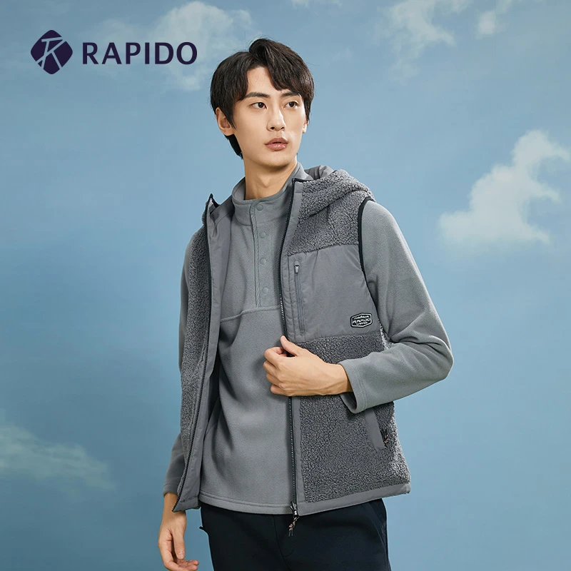 Rapido秋冬新款情侣款O系列仿羊羔绒两面穿保暖拼接马夹CN3939O65
