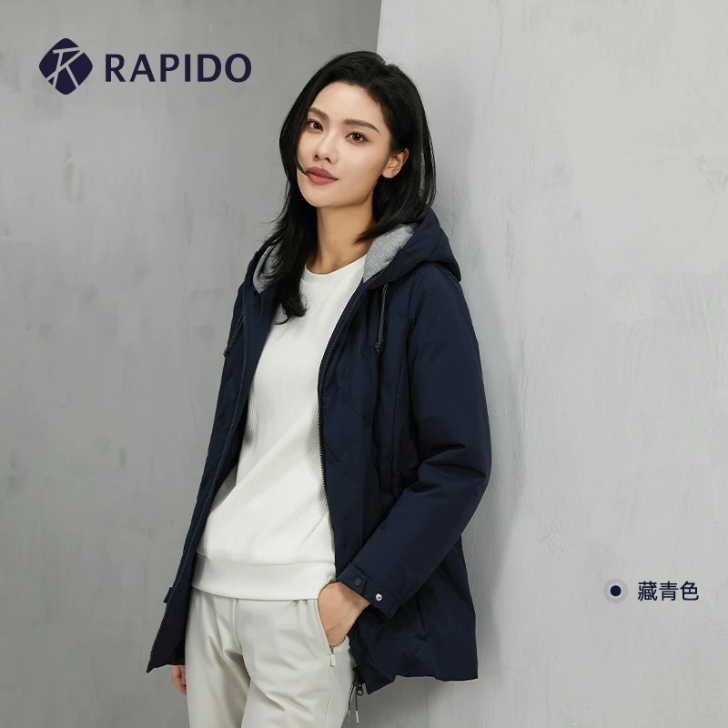 RAPIDO雳霹道冬季新款女子O系列户外风潮中长款羽绒服CP3938O37