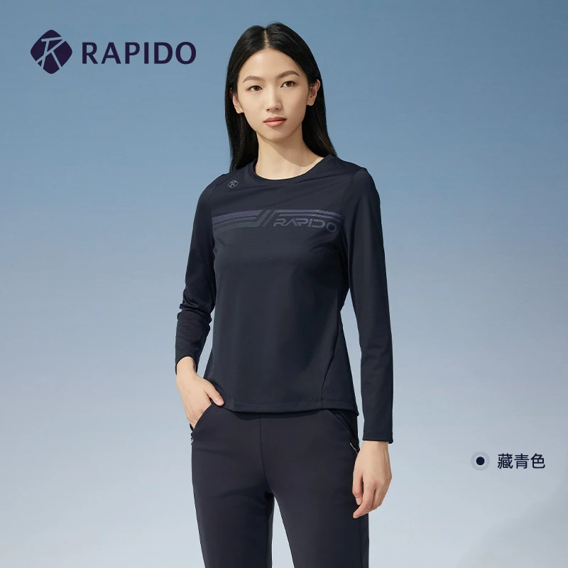 Rapido25年早秋新款女士简约时尚过渡圆领套头长袖T恤衫CP4741L01