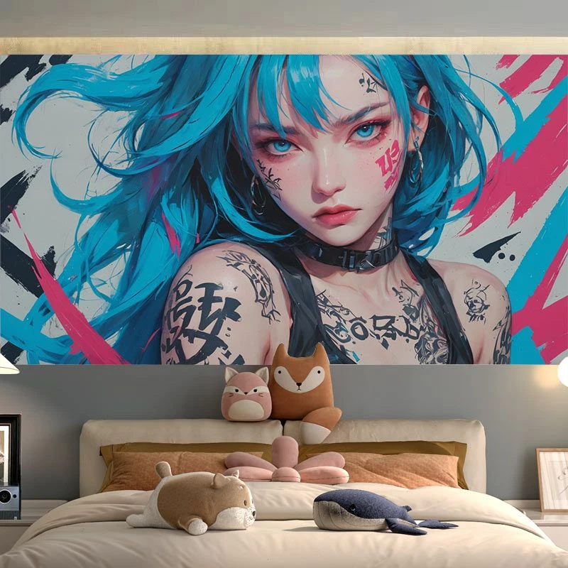 卧室宿舍桌面装饰撕开即贴金克丝高清海报装饰画自带背胶防水墙贴