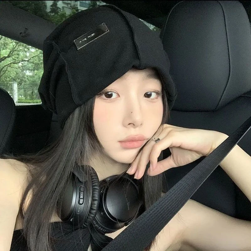 慵懒风网红ins月子帽子女圆脸大脸显瘦秋冬季新款堆堆头巾帽冷帽