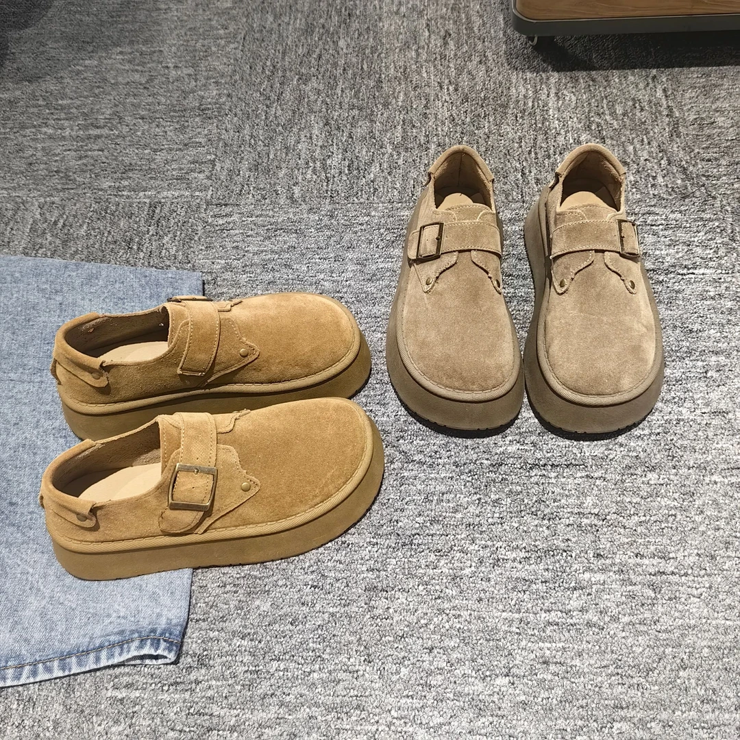 新款一脚蹬勃肯鞋女百搭厚底增高单鞋搭扣复古风勃肯鞋全包女款