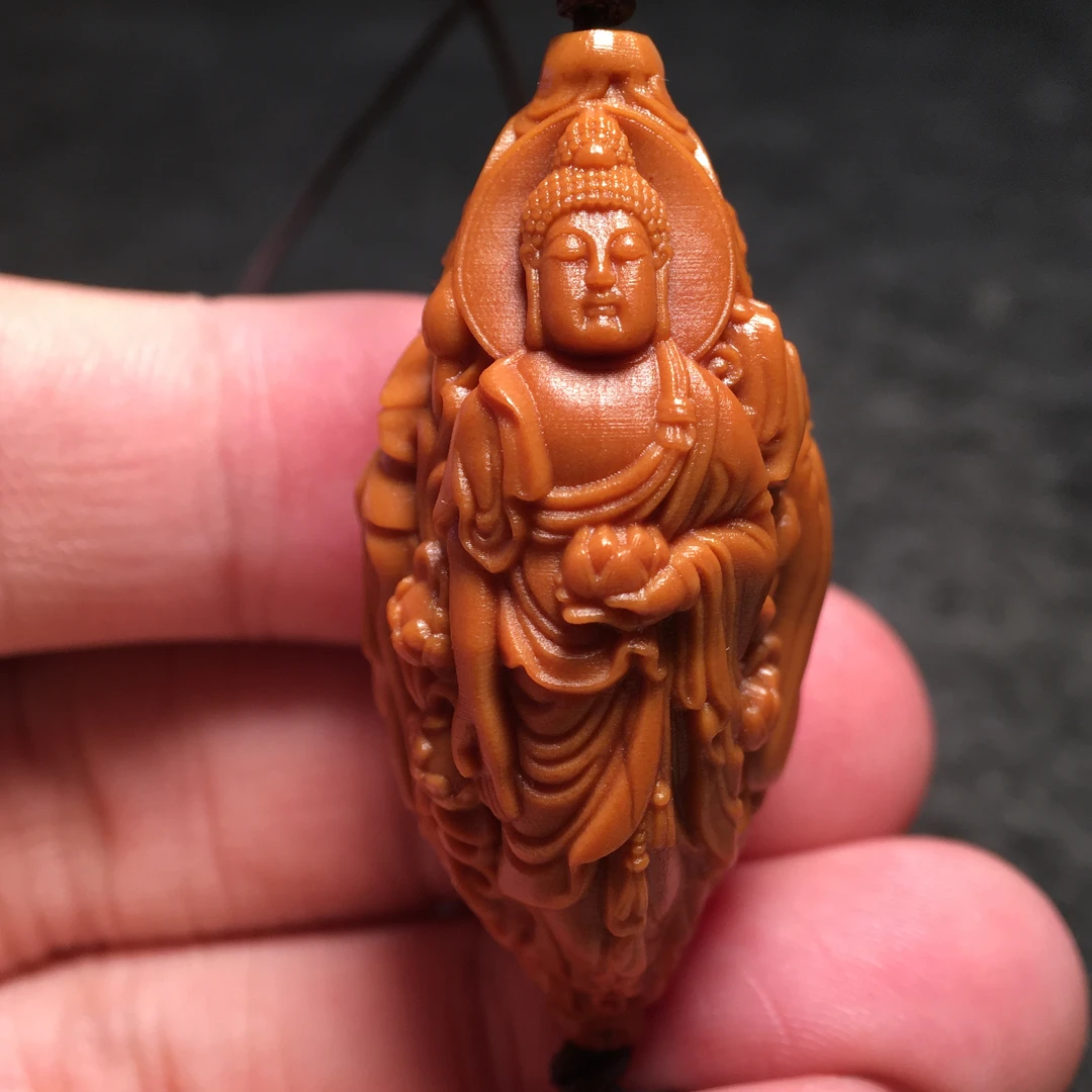 浮力款 橄榄核雕刻 西方三圣 苏工文玩单籽挂件吊坠