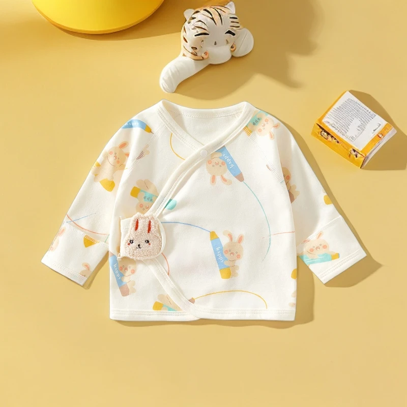 四季款新生儿宝宝长袖半背衣新生婴儿纯棉无骨柔软亲肤透气半背衣