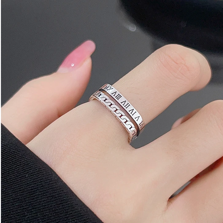 925银戒指 【罗马数字】编织戒指女复古小众设计2024年新款