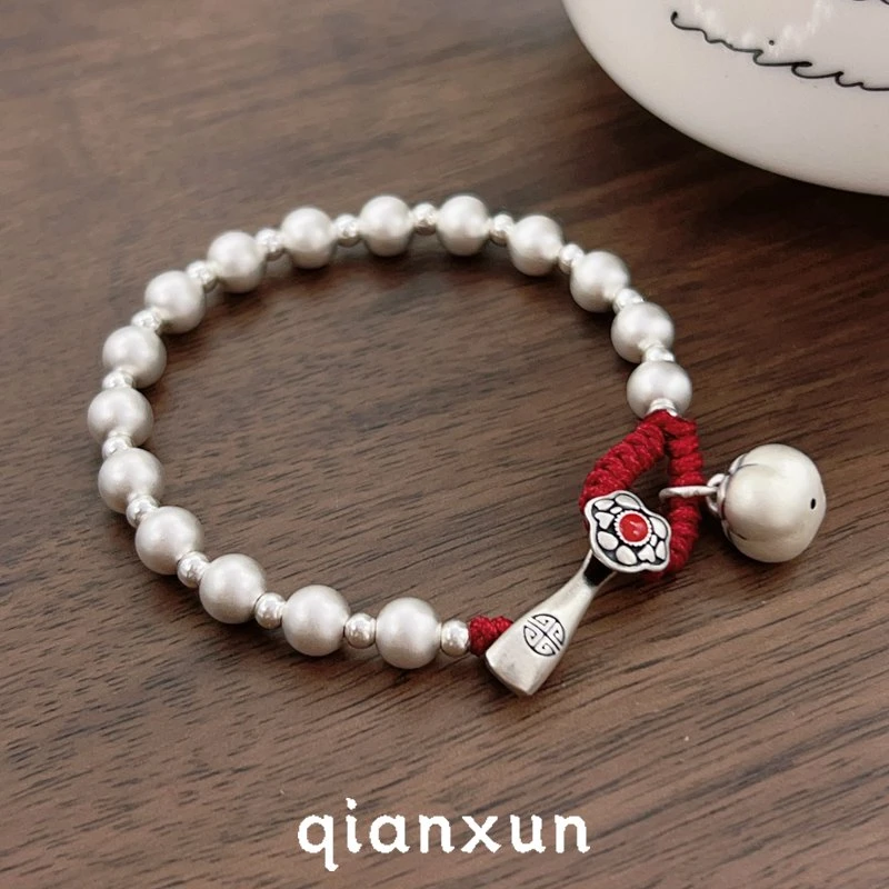 足银手链 【柿柿如意】编织国风设计红绳复古小众精致手链秋冬新款