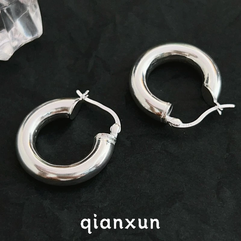 925银耳饰 圆圈耳环女ins潮简约高级感时尚2024秋冬新款