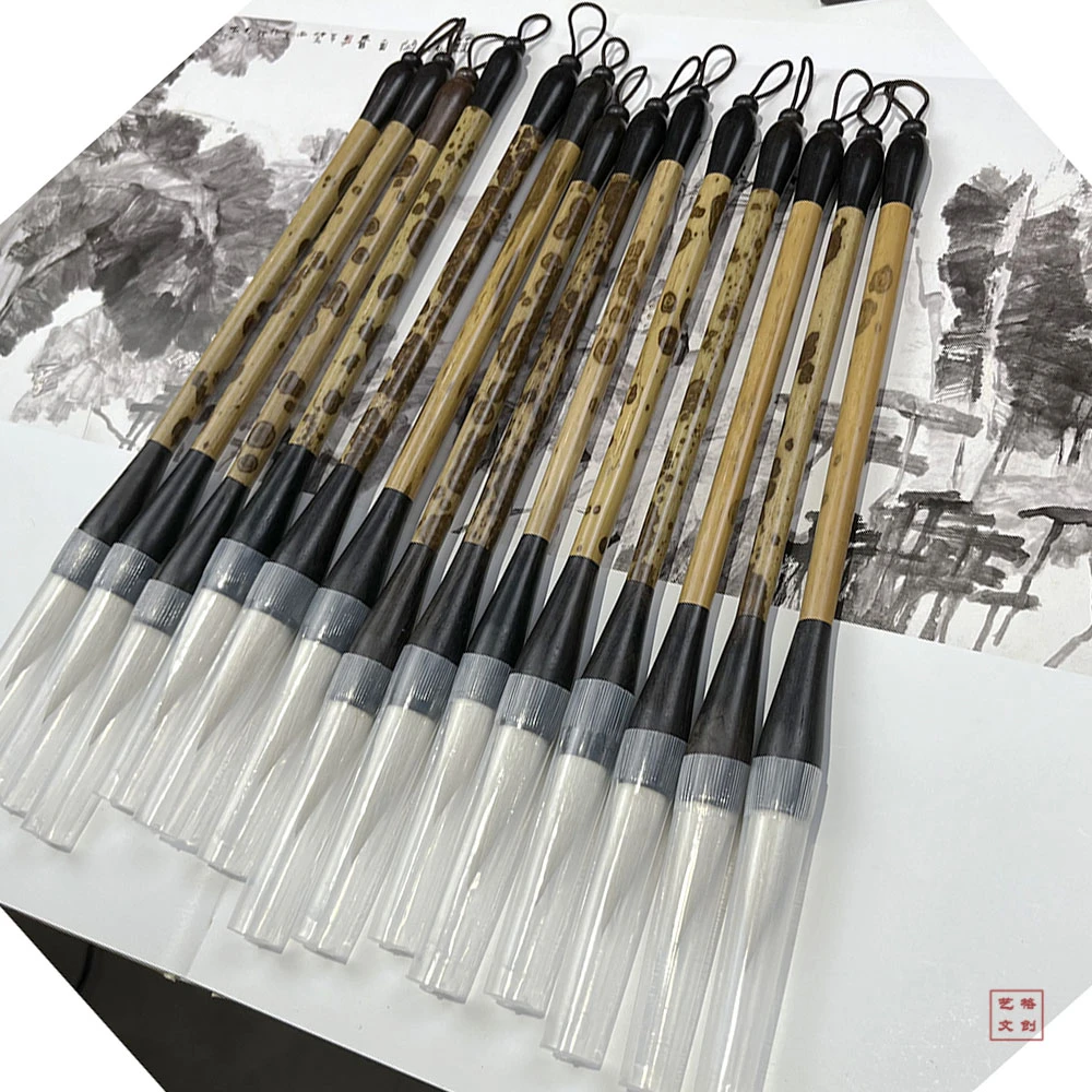 古法羊毫蒜头毛笔黑妃竹杆专业定制书法专用作品笔国画牡丹高品质