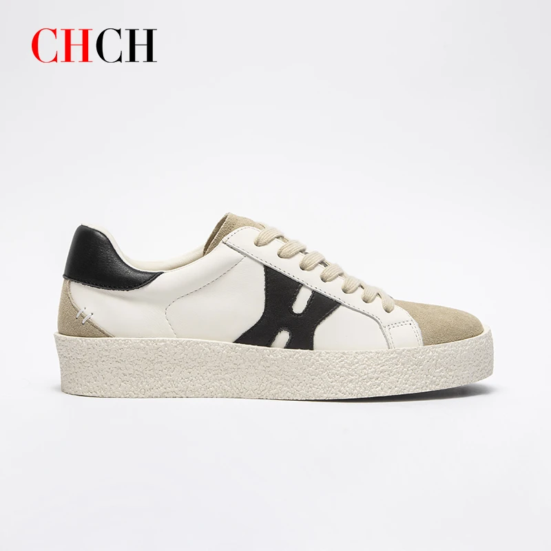 CHCH2024年新款复古厚底板鞋百搭小白鞋CO2B5171