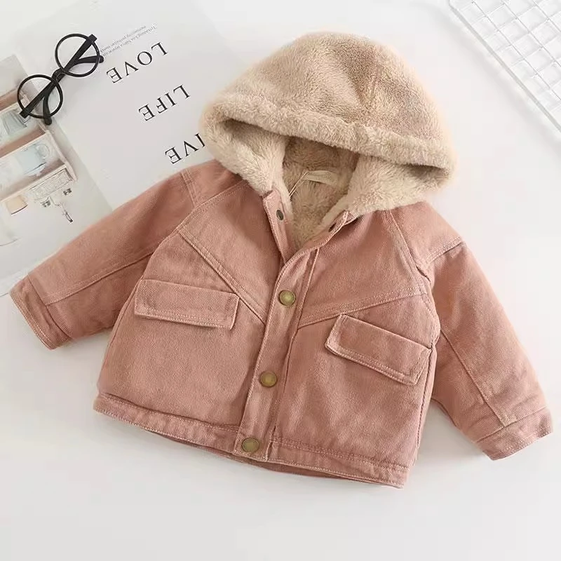 男女童外套秋冬装2024新款韩版儿童洋气加绒加厚女孩牛仔上衣时尚
