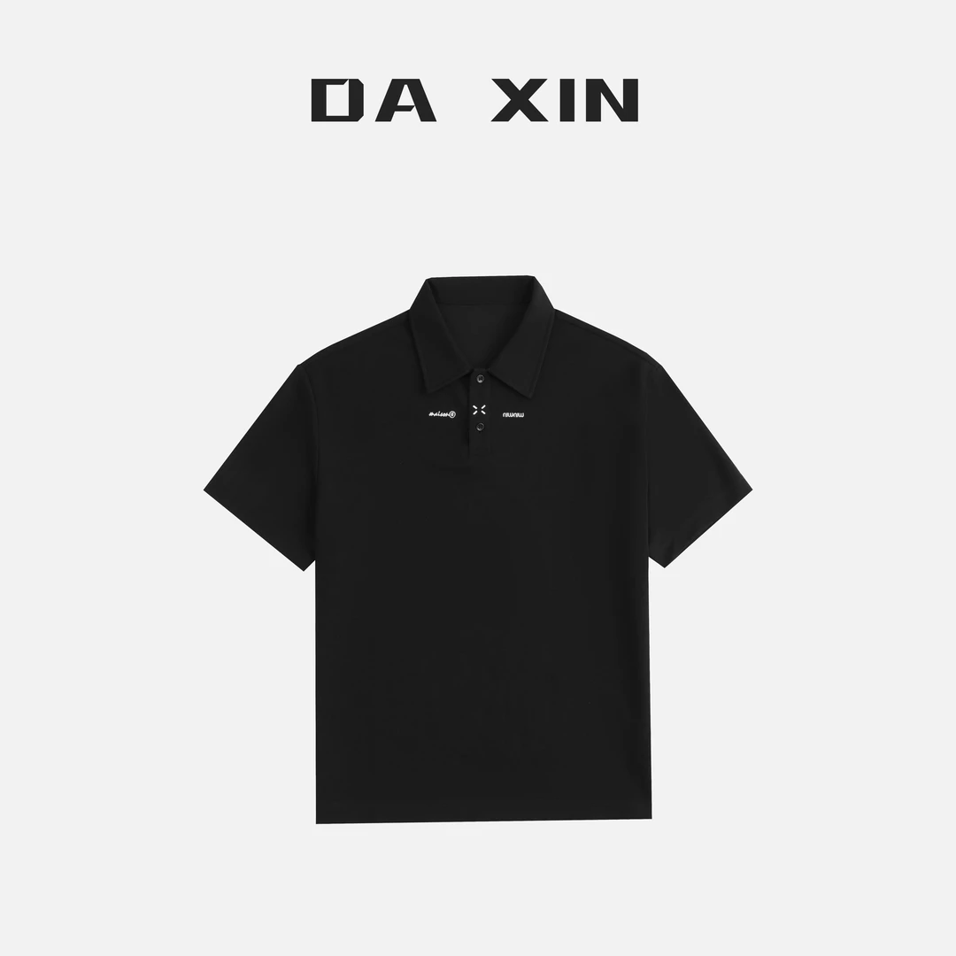 DA XIN 夏季冰氧简约字母短袖T恤潮流休闲商务百搭翻领POLO衫男装